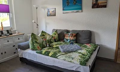 Couch ausgeklappt für weitere Gäste 