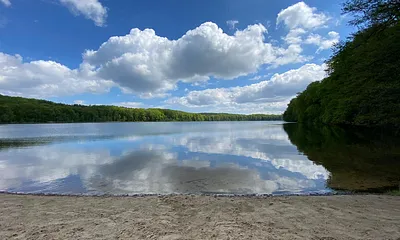 Strand am Wolgastsee mit Bootsverleih