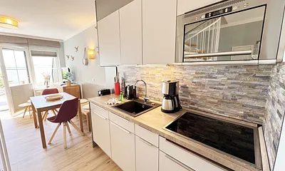 offene Küchenzeile mit allem was benötigt wird