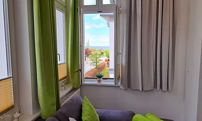 seitlicher Meerblick, Ausblick vom Wohnzimmer