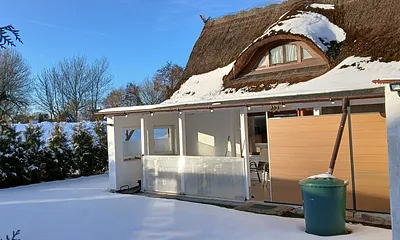 Winterbild Umbau 2.Terasse im Hintergrund der Deich