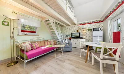 Blick in das Wohnzimmer.