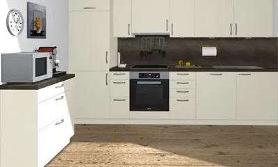 Küchenzeile u.a. mit Geschirrspüler und Backofen