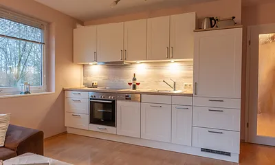 Küche im Wohnzimmer integriert