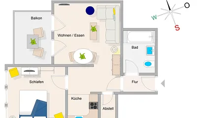 Der Grundriss der Wohnung