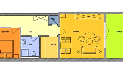 Grundriss, ca. 62 qm