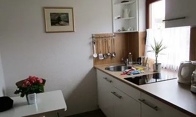 Küche mit 2 Sitzplätze,Ceranherd,Kühlschrank