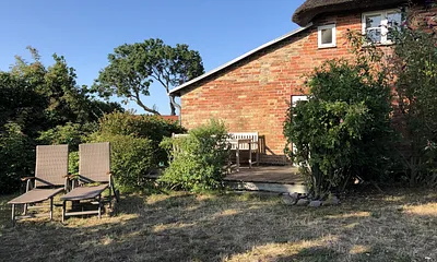 Gartenansicht mit Blick auf die Terrasse