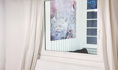 ... kleines Schlafzimmer mit einem 160x200 Bett. Durch das Fenster halten Kinder zu den Eltern den Kontakt...