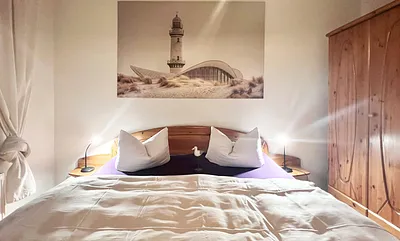 Good night auf 3,6 Quadratmetern. Es ist auch noch Platz für ein Kinderreisebett. Dieses ist in der Wohnung auch vorhanden.