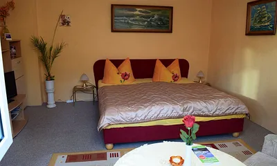 Wohnzimmer mit Doppelbett