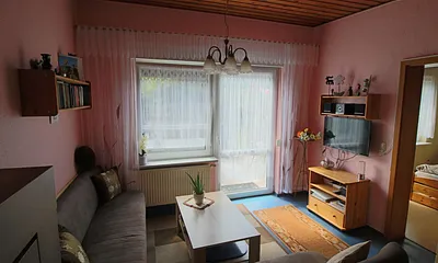 Wohnzimmer mit Ausgang zur Terasse und Durchgang zum Schlafzimmer1