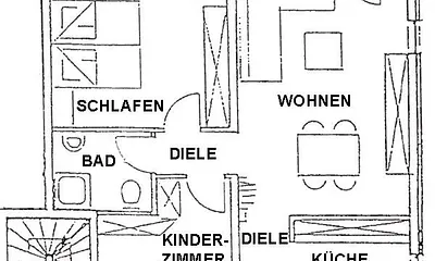 Grundriss der Ferienwohnungen Typ 5 mit Terrasse