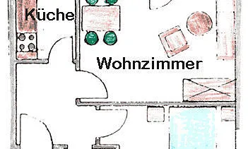 Grundriss der Wohnung mit Terrasse