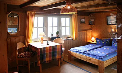 Blick vom Eingang in den Wohnschlafraum