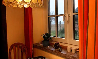 Blick aus dem Fenster zum Bodden/ Wohnbereich