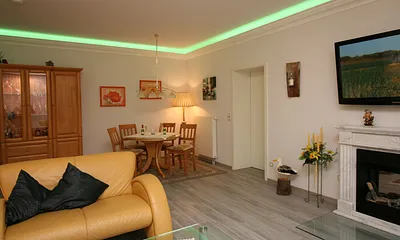 Wohn-/Essraum mit  Gel-Kamin 