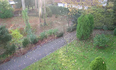 Privatweg hinter dem Haus/Blick vom Balkon
