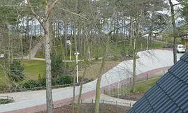 Blick vom Balkon auf das Meer 