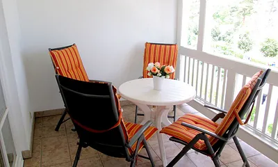 ... Blick auf den Balkon