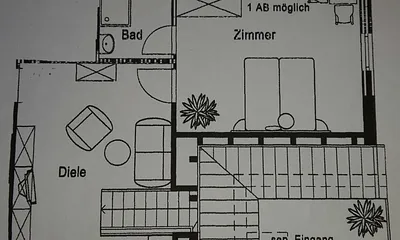 Grundriss der FW mit 2 Schlafräume und 2 angrenzende D/WC, Zimmer und Bad nochmal gleich auf der anderen Seite  