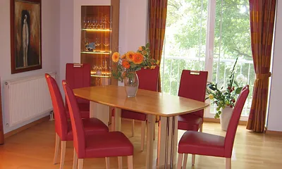 Blick auf den Eßbereich - mit Meerblick, auch wenn es aus dieser Perspektive nicht so aussieht