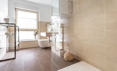 Modernes Bad mit Wellnessdusche und WC