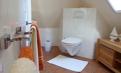 ... in der anderen Raumhälfte befindet sich das WC. Ein Dach-Einbaufenster sorgt für eine natürliche Belüftung und ein angenehmes Raumklima ...