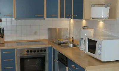 Komfortable Einbauküche mit Backofen, Geschirrspüler etc.