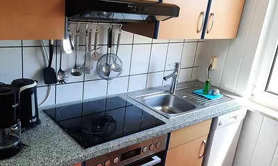 Einbauküche mit Herd,Kühlschrank mit Gefrierschrank,Backofen