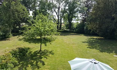 Blick von der Terrasse zum Stettiner Haff