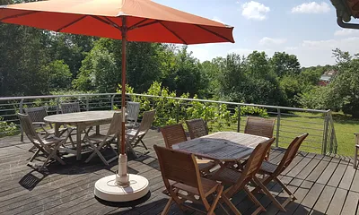 Blick von der Terrasse in den Garten