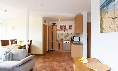 Wohnzimmer mit integrierte Küche