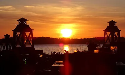 Sonnenuntergang am Achterwasser