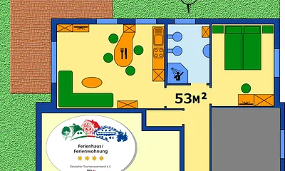 Wohnungsaufteilung (EG Süd/Westlage); weitere Fotos auf der Webseite www.sola-bona-zingst.de