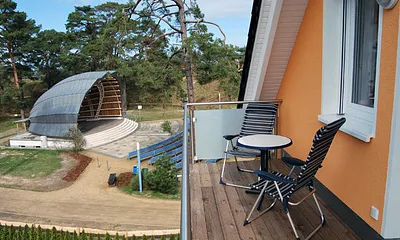 Blick vom Balkon auf die Kurmuschel