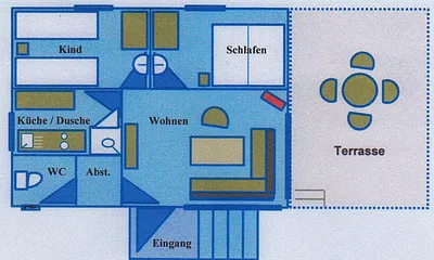 Grundriß-Skizze des Bngalow´s