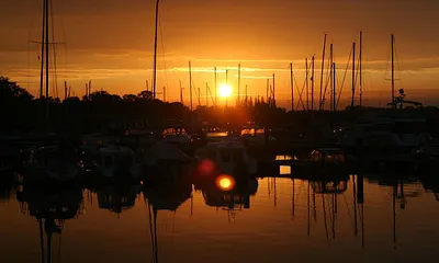 Sonnenuntergang Hafen Barth
