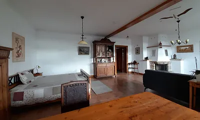 Wohn-Schlafraum mit Doppelbett