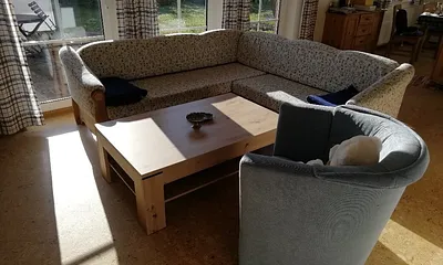 Blick vom Wohnbereich in den Garten