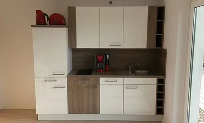 Wohnraum mit integrierter Küche (Spülmaschine)