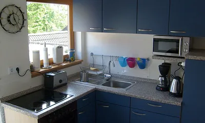 Küche mit Ausgang zur Terrasse