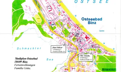 Stadtplan Binz mit Ferienwohnung 1+2