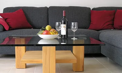 Wohnbereich mit Kamin und SAT-TV