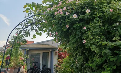 Blick auf den überdachten Nebeneingang der Wohnung
