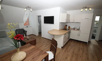 Wohn-/Essbereich (Kü mit Geschirrspüler und Backofen)