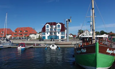 Blick auf das Haus vom Hafen aus