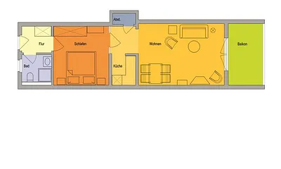 Wohnung, großzügig geschnitten, mit großem Balkon