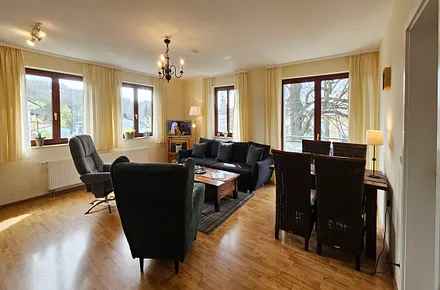 Wohnzimmer mit Schlafcouch & Flat-TV