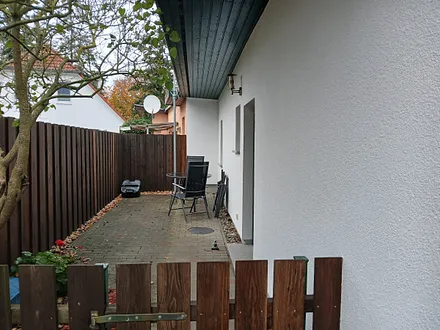 Terrasse mit Sitzecke vom Bungalow "Lotse"